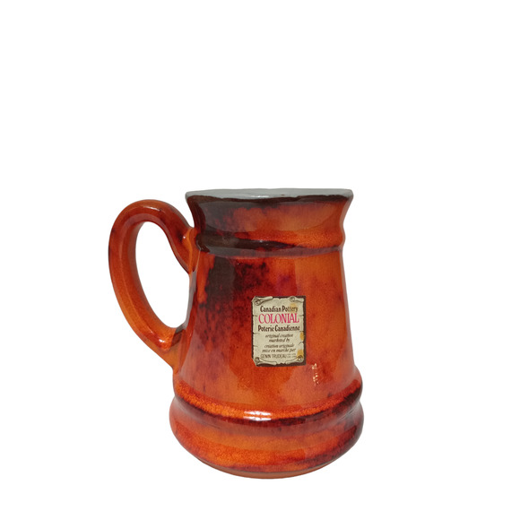 Vtg Genin Trudeau Orange Drip Glaze Canadian Pottery Mug - Picture 1 of 7